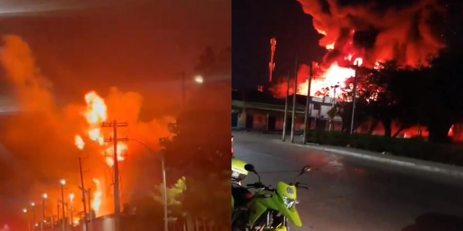 Voracious fire in Barranquilla caused by explosion that reached oil tanks
