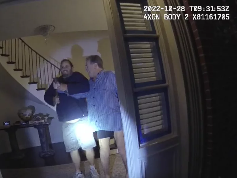 Newly released video of the attack on Paul Pelosi shows a struggle for a hammer